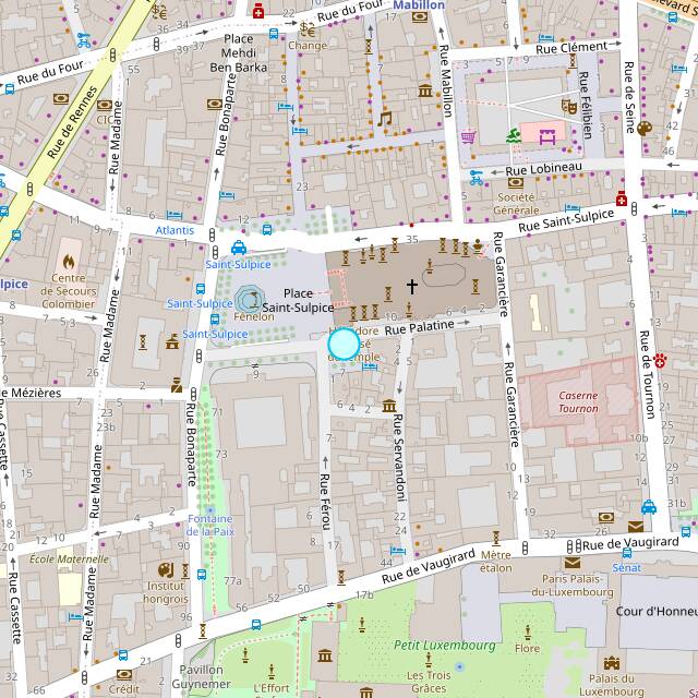 Carte d'accès à la place Saint-Sulpice