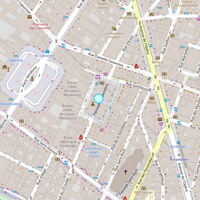 Carte d'accès du marché Saint-Honoré